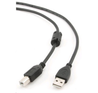 GEMBIRD Kabel USB 2.0 A-B propojovací 1,8m Premium (černý, ferit, zlacené kontakty)