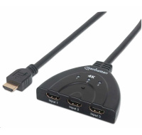 Manhattan HDMI přepínač, 4K 3-Port HDMI Switch, 4K@60Hz, USB Powered, černá