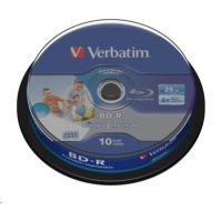 VERBATIM BD-R SL Datalife HTL (10-pack)Blu-Ray/Spindle/6x/25GB Wide Printable