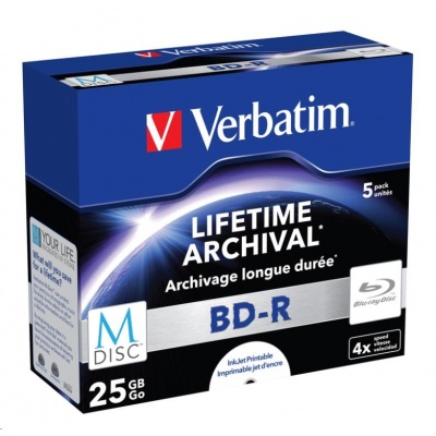 VERBATIM MDisc BD-R(5-pack)Jewel/4x/25GB