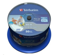 VERBATIM BD-R SL Datalife (50-pack)Blu-Ray/Spindle/6x/25GB WHITE BLUE SURFACE