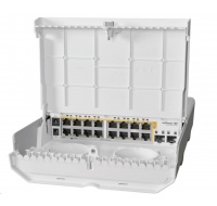 MikroTik Cloud Router Switch CRS318-16P-2S+OUT, 800MHz CPU, 256MB, 16x10/100/1000 (PoE-out),2xSFP+, vč.L5, venkovní