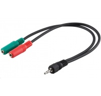 PREMIUMCORD Adaptér Jack 3,5mm 4pin - 2x stereo Jack 3,5mm, redukce (M/2xF, 4 pólový)