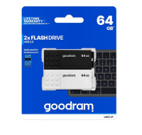 GOODRAM Flash Disk 2x64GB UME2, USB 2.0, bílá, černá