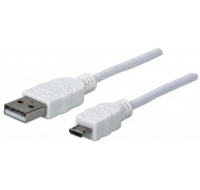 MANHATTAN Kabel propojovací USB 2.0  A Male / Micro-B Male, 1m, bílý