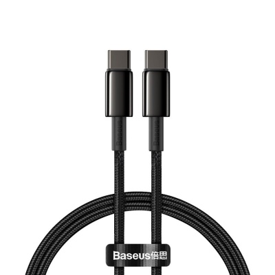 Baseus Tungsten Gold rychlonabíjecí / datový kabel USB-C na USB-C 100W 1m, černá