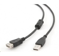 GEMBIRD Kabel USB 2.0 A-A prodlužovací 4,5m (černý, HQ s ferritovým jádrem)