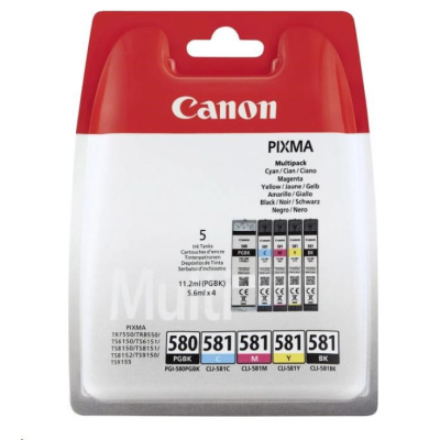 Canon CARTRIDGE PGI-580/CLI-581 BK/CMYK MultiPack pro PIXMA TS615x, TS625x, TS635x, TS815x, TS825x (200 str.)