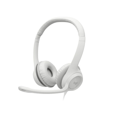 Logitech Headset H390, drátový, USB, bílá