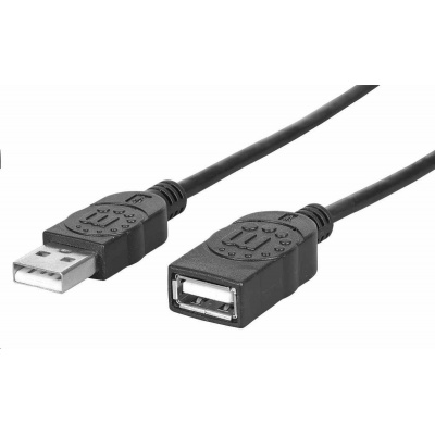 Manhattan USB kabel, USB 2.0, Male na Female, 480 Mbps, 1m, černá