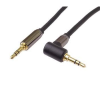 PremiumCord HQ stíněný kabel stereo Jack 3.5mm - Jack 3.5mm zahnutý 90°, 3m