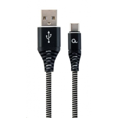 GEMBIRD Kabel USB 2.0 AM na Type-C kabel (AM/CM), 1m, opletený, černo-bílý, blister, PREMIUM QUALITY