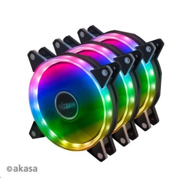 AKASA ventilátor VEGAS AR7, sada 3x120mm RGB LED + prodlužovací kabel