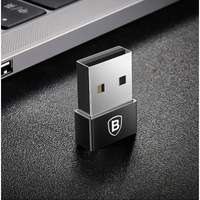 Baseus Exquisite adaptér USB samec na USB-C samice 2,4A, černá