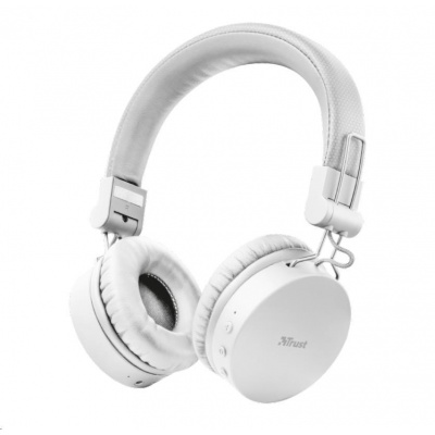 TRUST bezdrátová sluchátka Tones Bluetooth Wireless Headphones, white/bílá