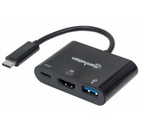 MANHATTAN multifunkční převodník z USB 3.1 type C Male na HDMI, USB 3.0 A a USB C Females