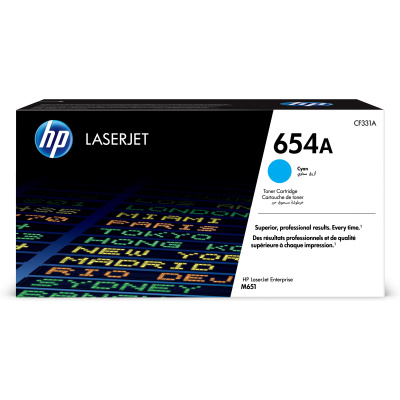 HP 654A Cyan LJ Toner Cart, CF331A (15,000 pages)