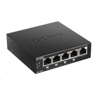 D-Link DGS-1005P 5-port Gigabit Desktop PoE+ Switch, 4 porty jsou PoE+, PoE budget 60W