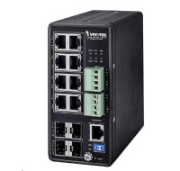 Vivotek AW-IHT-1271, Industriální switch 8xGbe POE (budget 240W, 802.3af/at) + 4x SFP, management L2+,