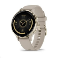 BAZAR - Garmin Venu® 3S, Nerezová luneta Soft Gold, pouzdro French Gray, silikonový řemínek - poškozený obal