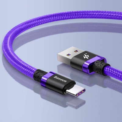 Baseus nabíjecí / datový kabel HW Flash Charge USB-C 40W 2m, fialová