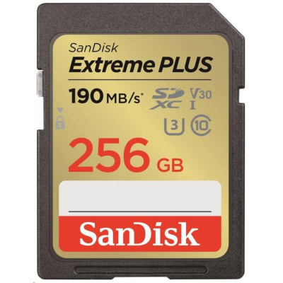 SanDisk SDXC karta 256GB Extreme PLUS (R 190 MB/s  W130 MB/s Class 10, UHS-I U3 V30)