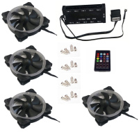 EUROCASE ventilátor RGB 120mm (Turbine blade, FullControl Led), set 4ks + controller