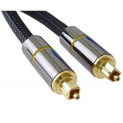 PremiumCord optický audio kabel Toslink, OD:7mm, Gold-metal design + Nylon, 3m