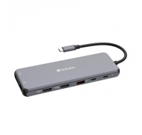 VERBATIM Hub USB-C Pro Multiport 13 Port, 6x USB-A, 2x USB-C, 2x HDMI, DP, RJ45, 3.5mm Jack audio, šedá