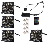 EUROCASE ventilátor RGB 120mm (spot Led), set 4ks + controller