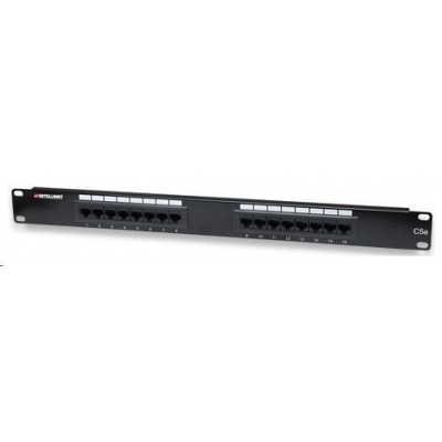 Intellinet Patch Panel, 19", Cat5e, 16-Port, UTP, 1U, Black