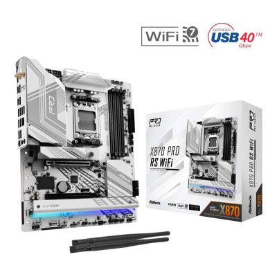 ASRock MB Sc AM5 X870 PRO RS WIFI, AMD X870, 4xDDR5, 1xHDMI, 2xThunderbolt, WI-FI