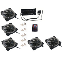 EUROCASE ventilátor RGB 120mm (Turbine blade, FullControl Led), set 5ks + controller