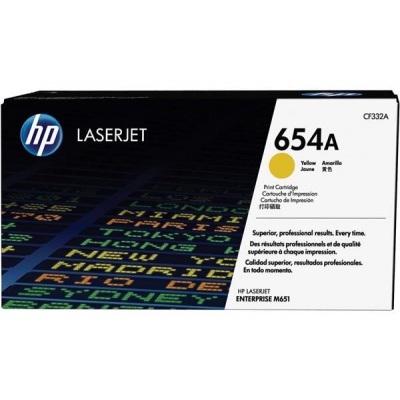 HP 654A Yellow LJ Toner Cart, CF332A (15,000 pages)