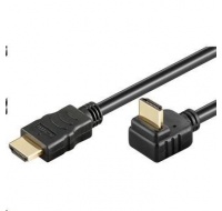 PremiumCord HDMI High Speed+Ethernet kabel, zlacený zahnutý konektor 270° 1m